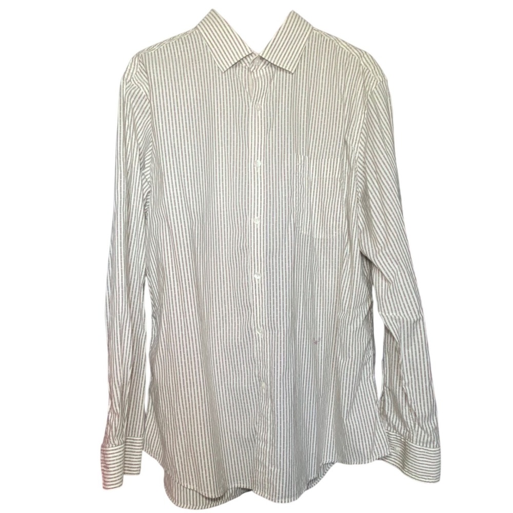 Black Brown 1826 Mens Striped Button Down Shirt XL Work Casual Office - Picture 7 of 9